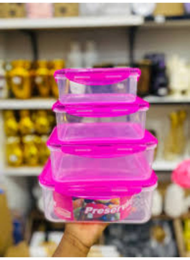 Premium 4-in-1 Airtight Refrigerator Storage Box Set | 4 Pcs Multi-Size Food Containers with Lids | Space-Saving Nesting Design | BPA-Free & Microwave Safe | Perfect for Meal Prep & Food Preservation - Image 2